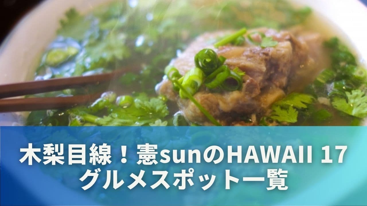 木梨目線！憲sunのHAWAII 17｜グルメスポット一覧