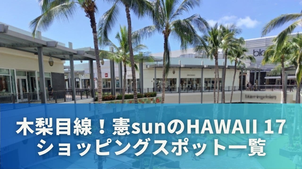 木梨目線！憲sunのHAWAII 17｜ショッピングスポット一覧