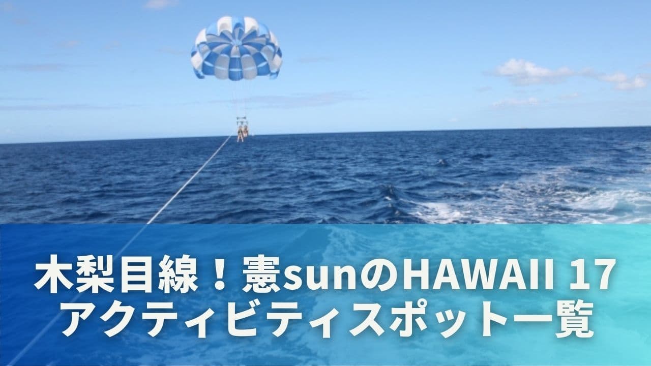 木梨目線！憲sunのHAWAII 17｜アクティビティスポット一覧